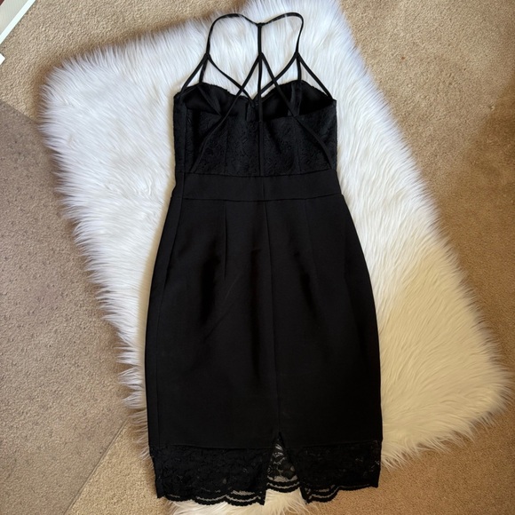 Y2K Express Strappy Black Lace Cutout Bodycon Dress 0 - Picture 8 of 11